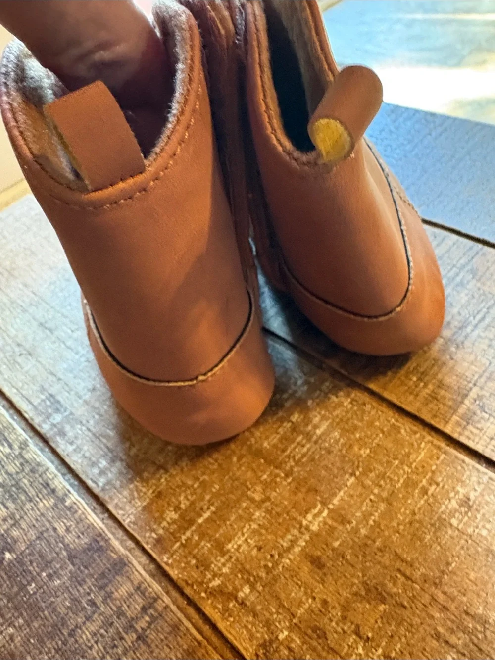 CARTERS 3-4m Brown Leather Booties - Soft Slip-On Toddler Shoes